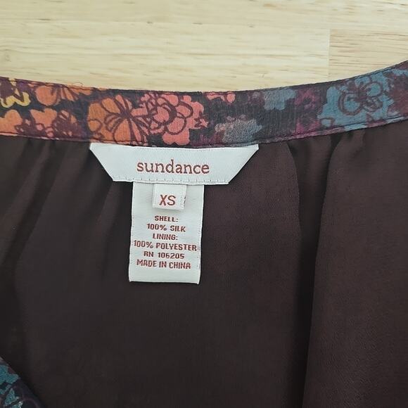 Sundance Womens 100% Silk Floral Peasant Blouse Sz XS Button Up Long Sleeve Boho - Picture 3 of 8